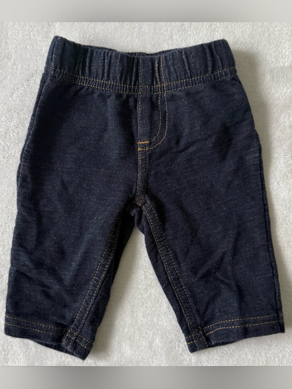 Child of Mine by Carter’s Baby Dark Wash Denim Pull-On Jeans Elastic Waist 0–3M